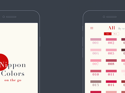 Nippon Colors on the Go app mockup prototype ui ux design