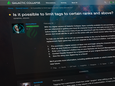 Vanilla Forums Video Game Theme concept dark theme forum vanilla forums video game