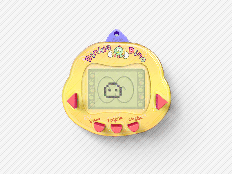 A virtual.. virtual pet! 90s fan art pet photoshop pinkie dino rakuraku dinokun skeuomorphic skeuomorphism tamagotchi virtual