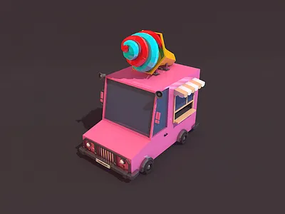 Ice Cream Car car cars cartoon cream game ice ice cream ice cream car low low poly car poly vehicles