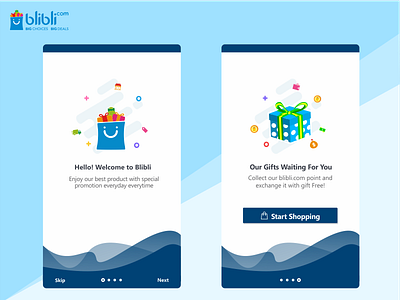 Blibli.com Onboarding Screen android app blibli clean ecommerce ilustration mobile onboarding shop ui ux