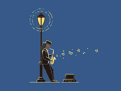 New Yorker blues lamp music newyork sax street