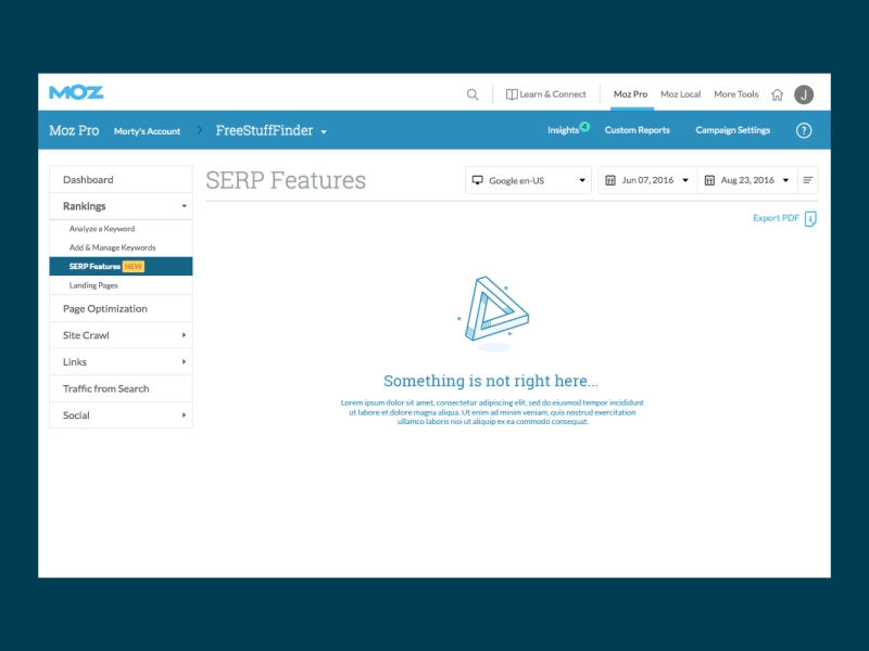 Moz Analytics Empty States empty states moz