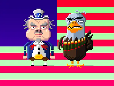 Sam & Deagle cartoon character design game design pixel pixel art