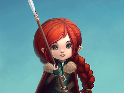 Gnome Warrior art digitalpainting fantasy fighter gnome illustration redhead warrior