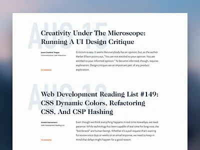 Blog Experiment blog grid interface serif typography ui ux