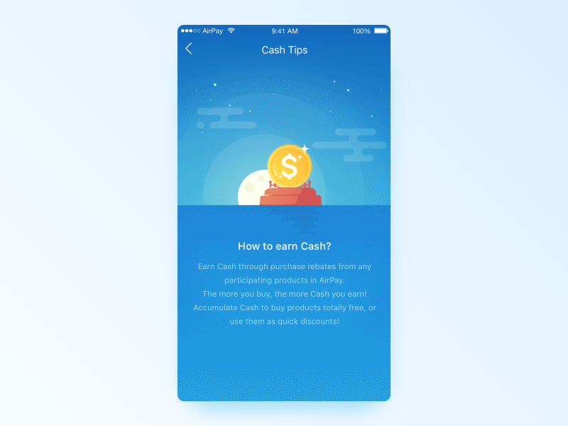 Cash Tips UI cash cloud coins gif illustration moon stars ui