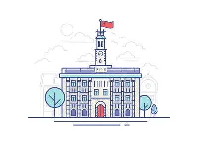 Illustration city#001 Wuhan jianghan shut city illustration