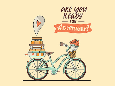 Adventure by Bicycle adventure bicycle book for sale illustration lettering travel vector