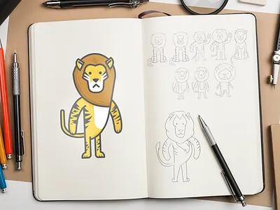 Liger character illustration liger lion sketch tiger