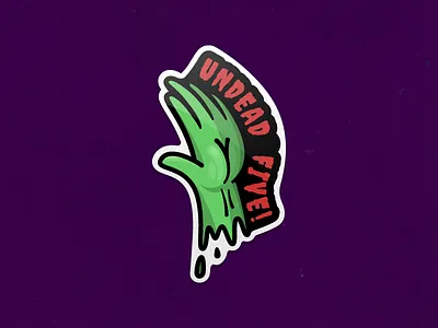 Up high, brain-eater! halloween hand high five illustration scary spooky sticker undead zombie