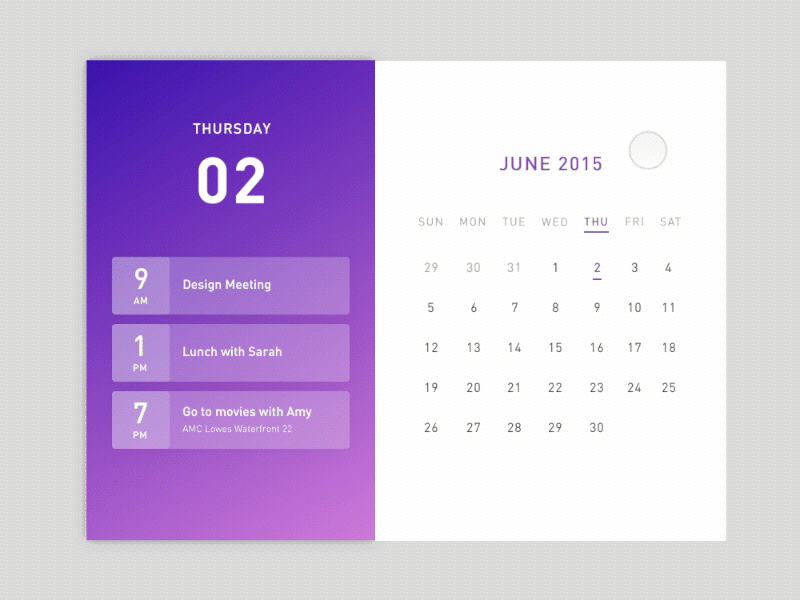 Calendar Widget animation calendar principle