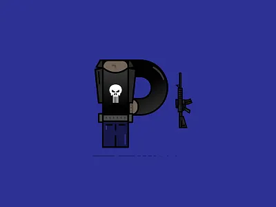 P is for The Punisher comics gun marvel punisher skull the punisher vector