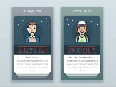 Stranger Things UI app character design illustration interface iphone stranger stranger things things ui
