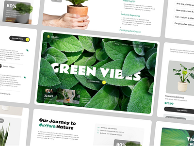 SLEAFS - Plant shop landing page design aesthetic branding design figma graphic design illustration landing page logo modern nature ui uiux user centered user experience user interface uxui wireframe