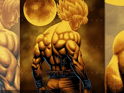 BACK OF GOKU anime apparel bodybuilding character clothing dbz dragon ball z dragonball fanart fitness goku halloween illustration kakarot manga monster muscle nft super sayan workout