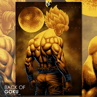 BACK OF GOKU anime apparel bodybuilding character clothing dbz dragon ball z dragonball fanart fitness goku halloween illustration kakarot manga monster muscle nft super sayan workout