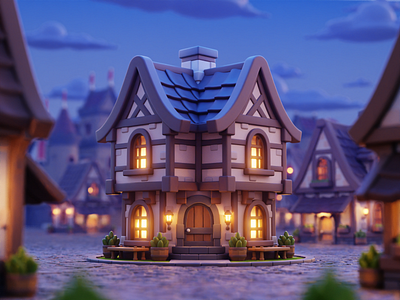 Medieval Age House - 3D Illustration 3d 3d illustration blender cycles eevee game asset house illustration isometric lighting artist medieval medieval age medieval house render render artist stylized