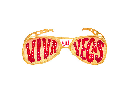 Viva Las Vegas! art elvis etsy glasses greeting card illustration lettering painting stationery sunglasses vegas viva las vegas