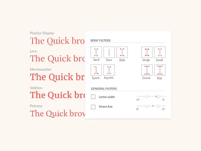 Fontsearch filter fonts search side project typography