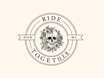 Ride TogetHER biker biker chick female rider motos logo motorcycle roses seal skull