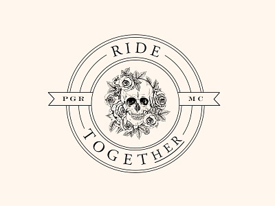 Ride TogetHER biker biker chick female rider motos logo motorcycle roses seal skull