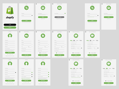 Shopify Media - Login credit card green login media onboarding password shopify sign up wireframe