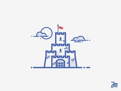 Castle build building castle clouds flag flat icon illustration kingdom tower