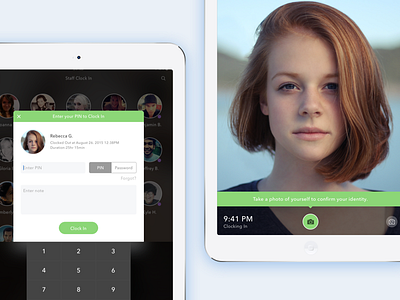 Staff Clock In camera clock in clock out ipad pin