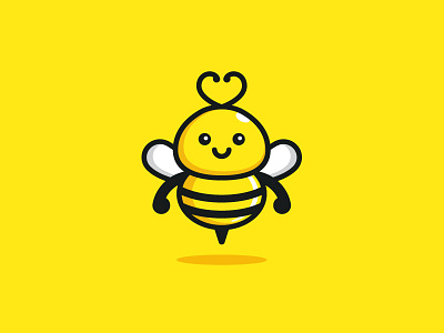 Bee animal character mascot app apps application bee dating brand branding identity child children cute fun funny flat cartoon comic friendly geometry geometric antenna illustrative illustration insect ui ux icon logo mark love heart couple