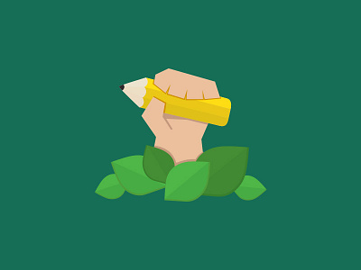 Education Icon art education green hand icon illustration leaves nature pencil people power school