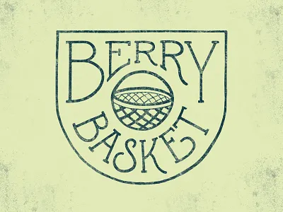 Berry basket. hand lettering illustration logo print