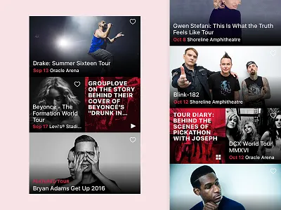 List view app concerts list mobile music