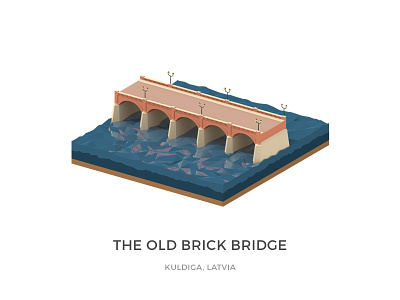 The Old Brick Bridge 3d blender isometric kuldiga latvia low poly