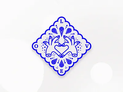 Love Badge cobalt lines love mark hands