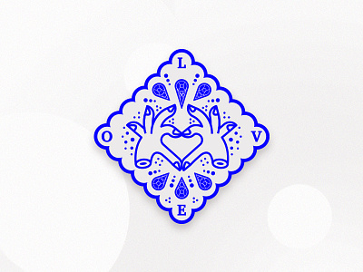 Love Badge cobalt lines love mark hands