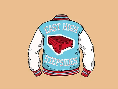 East High Stepsides fun high school illustration letterman jacket rotl sketch