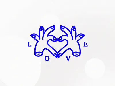 Love Mark cobalt lines love mark hands