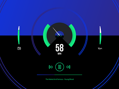 Car & Music Speedometer UI car flat gradient icon interface music player ui uk