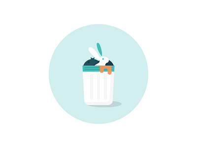 Oops bunny flat illustration oops trash can