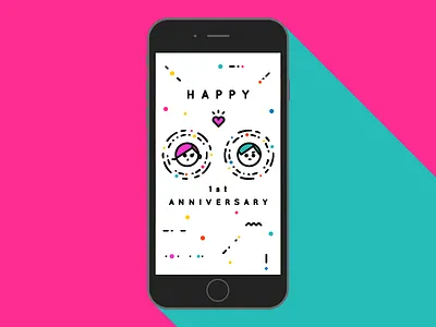 Happy 1st Anniversary anniversary character character design colorful first anniversary idea illustration ios vector