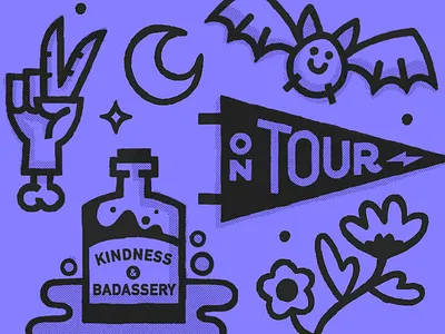 Ghostly Illustrations bat branding creepy floral flower fun illustration moon peace potion severed