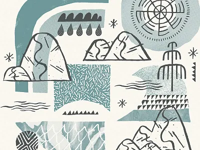 Leeward Surf & Sea coast draw illustration ocean pattern rain rocks surf vibes