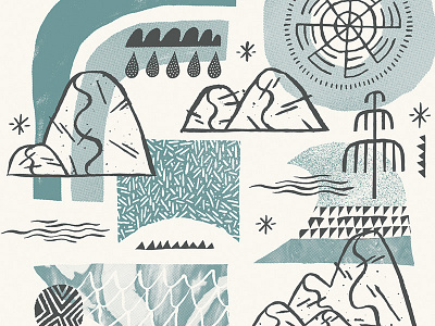 Leeward Surf & Sea coast draw illustration ocean pattern rain rocks surf vibes