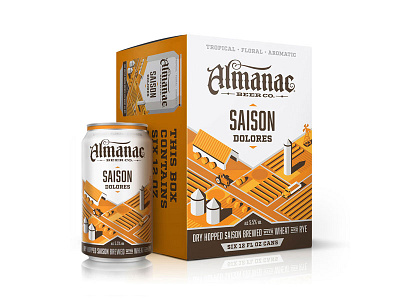 Almanac Beer Co. - Saison Dolores beer can dan kuhlken dkng ipa isometric nathan goldman packaging san francisco vector