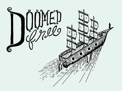 Doomed, Free album art hand drawn illustration lettering