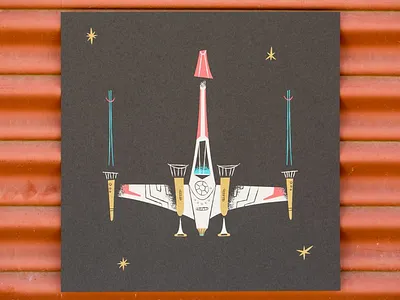 Less than 5 left! X-Wing Fighter Screen Print art illustration millenium falcon print star wars x wing