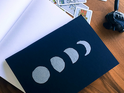 Moon journal black illustration journal moon print silver ink