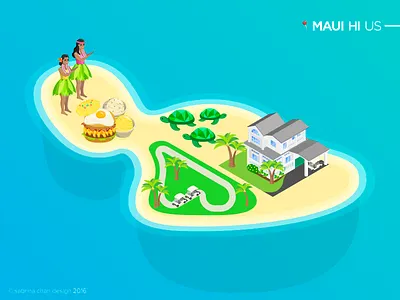Isometric Maui Island 3d adobe communication design design flat graphic graphic design illustration illustrator island isometric vector