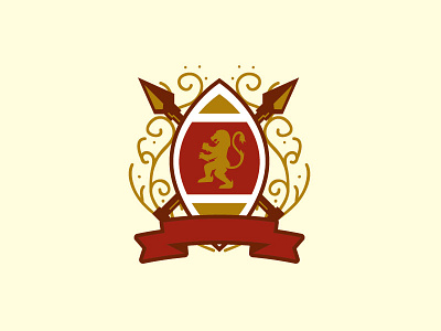 Lion beer etnic flat lion logo ornaments shield spear